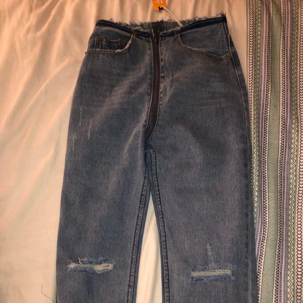 Brand new front zip jeans